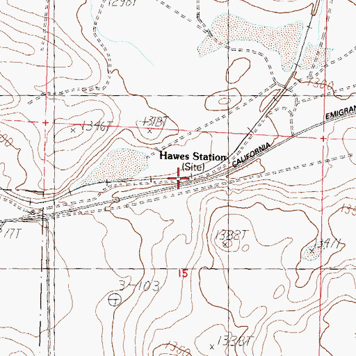 Topographic Map of Hawes Station (historical), NV