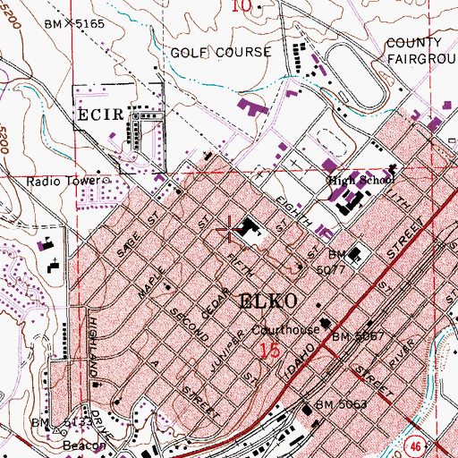 Topographic Map of Elko Grammar School Number Two, NV