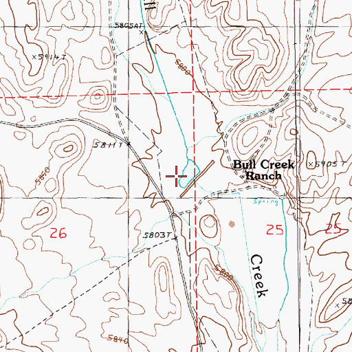 Topographic Map of Bull Creek Reservoir, NV