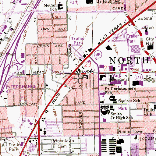 Topographic Map of Jefferson Special School, NV