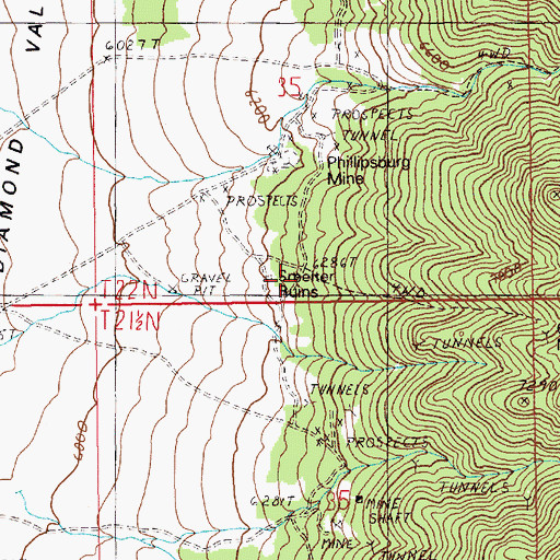 Topographic Map of Diamond City (historical), NV