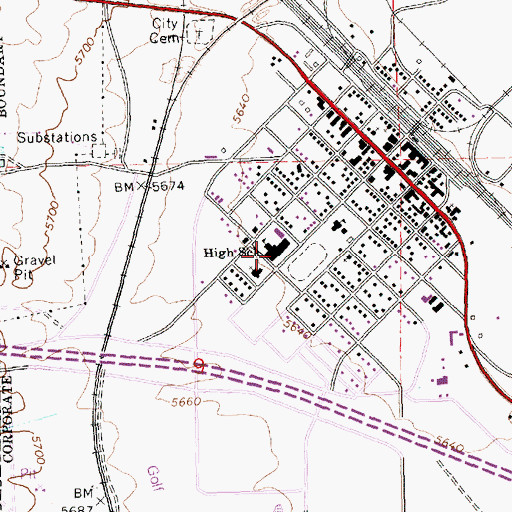 Topographic Map of Wells Combined School, NV