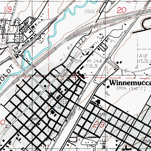 Topographic Map of Winnemucca Junior High School, NV