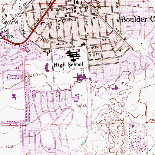 Topographic Map of Elton M Garrett Junior High School, NV