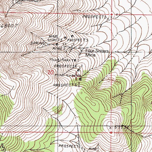 Topographic Map of Gemville (historical), NV
