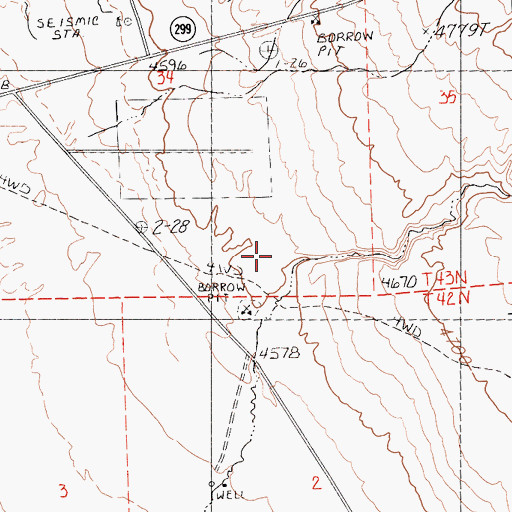 Topographic Map of Fortynine Canyon, CA