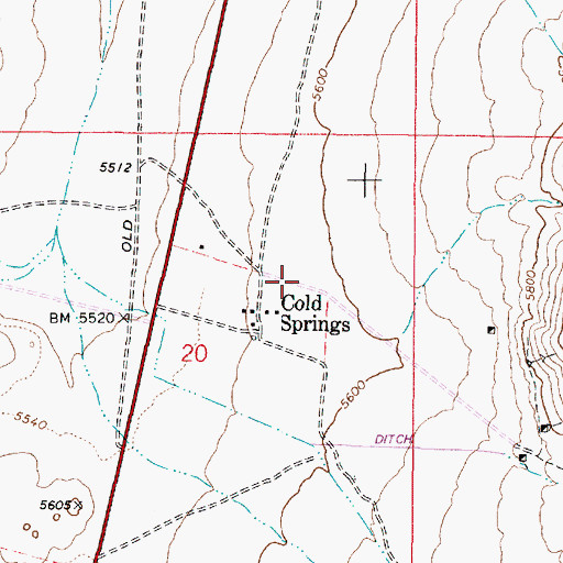 Topographic Map of Cold Spring Ranch, NV