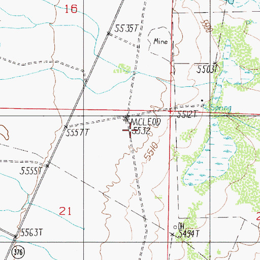 Topographic Map of Blue Spring (historical), NV