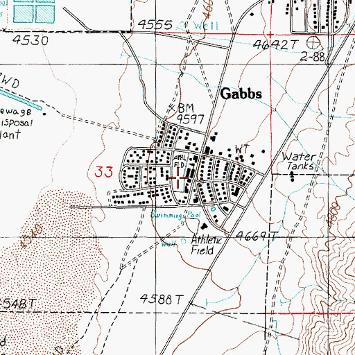 Topographic Map of Gabbs Elementary School, NV