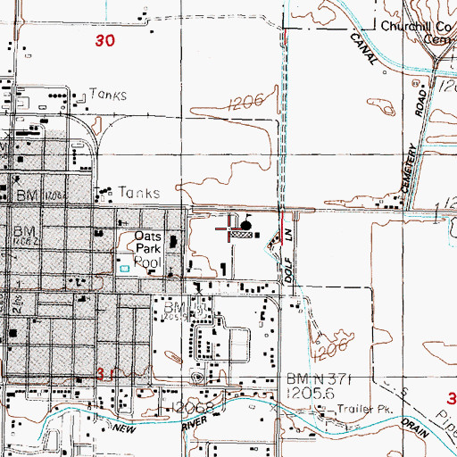 Topographic Map of E C Best Junior High School, NV