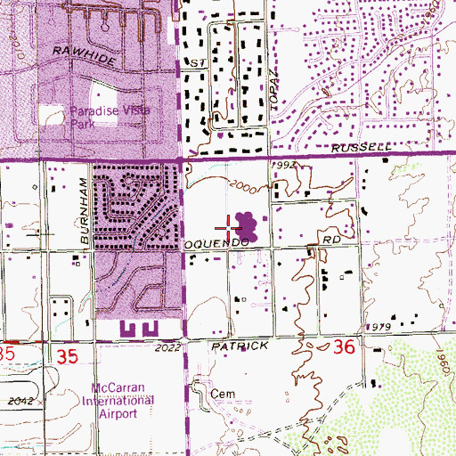 Topographic Map of Helen C Cannon Junior High School, NV