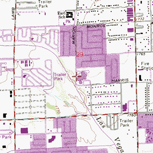 Topographic Map of Dell H Robison Middle School, NV