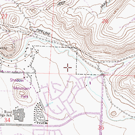 Topographic Map of Jerry Whitehead Elementary School, NV