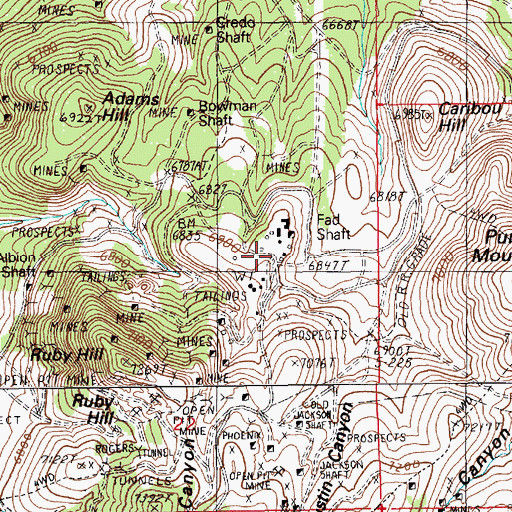 Topographic Map of Ruby Hill, NV