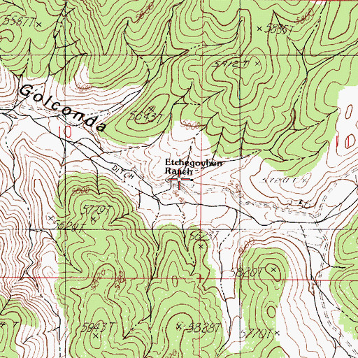Topographic Map of Etchegoyen Ranch, NV