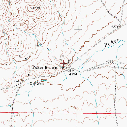 Topographic Map of Poker Brown Mine, NV
