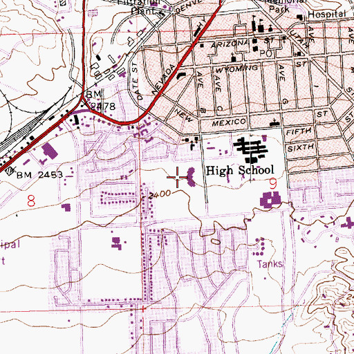 Topographic Map of Andrew J Mitchell Elementary School, NV