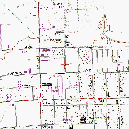 Topographic Map of Martin Luther King Jr Elementary School, NV