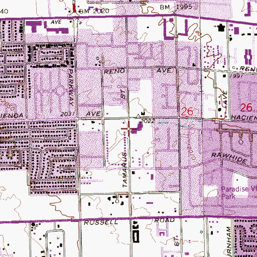 Topographic Map of Gene Ward Elementary School, NV