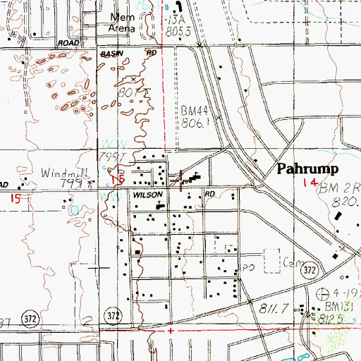Topographic Map of Pahrump Junior High School, NV