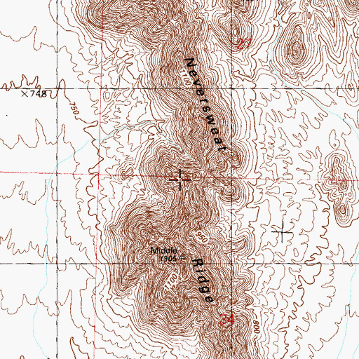 Topographic Map of Neversweat Ridge, AZ