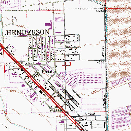 Topographic Map of Edna F Hinman Elementary School, NV