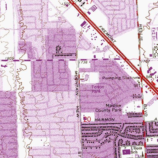 Topographic Map of William E Ferron Elementary School, NV