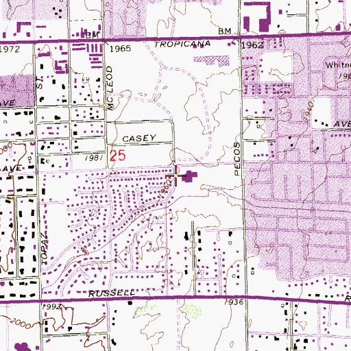 Topographic Map of Doris French Elementary School, NV