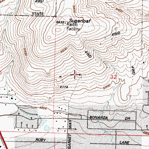 Topographic Map of Carson Mine, NV