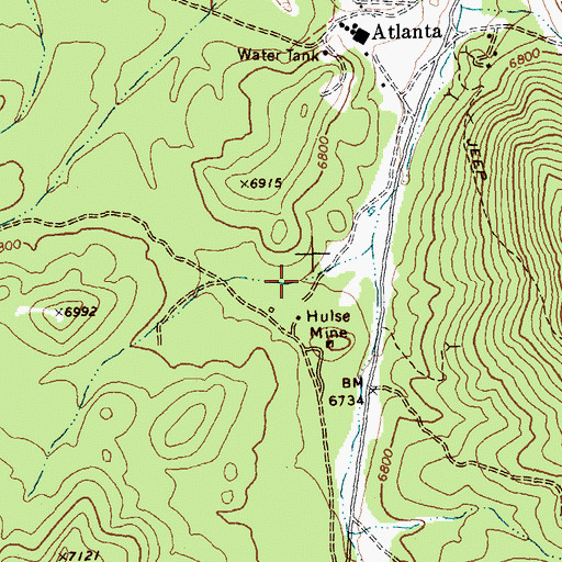 Topographic Map of Atlanta Mining District, NV