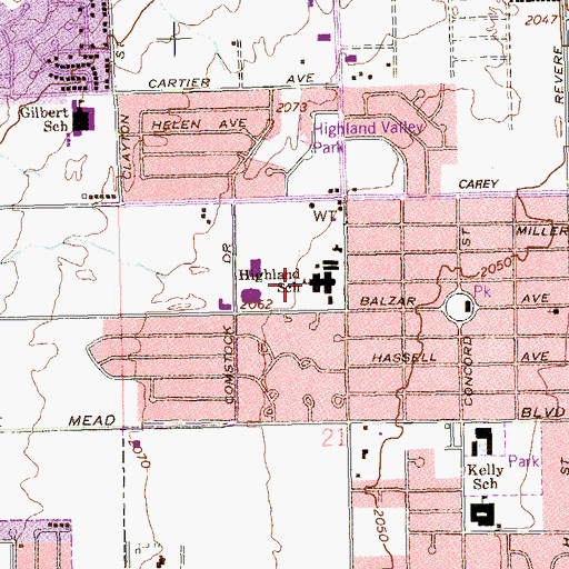 Topographic Map of Kermit R Booker Sr Elementary School, NV