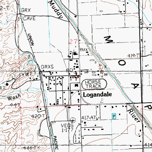 Topographic Map of Ute Perkins Elementary School, NV