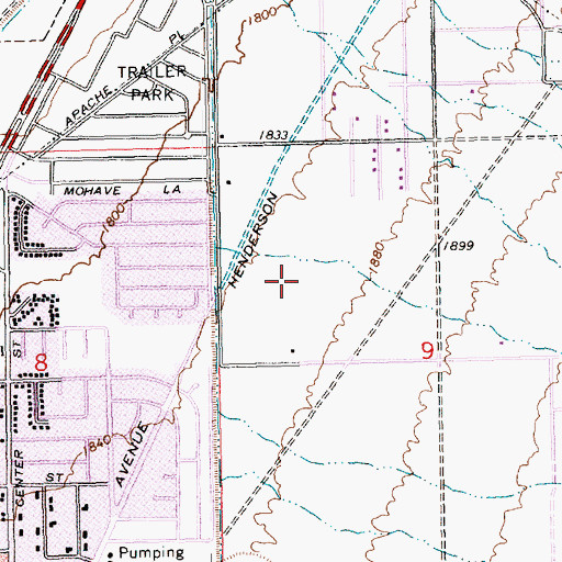 Topographic Map of B Mahlon Brown Junior High School, NV