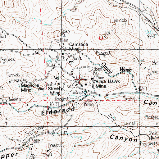 Topographic Map of Eldorado Empire Mines, NV