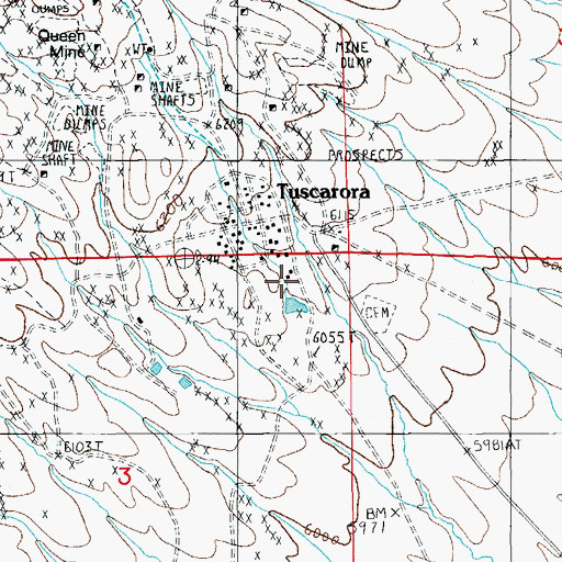 Topographic Map of Dexter Mill, NV