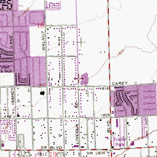 Topographic Map of Myrtle Tate Elementary School, NV