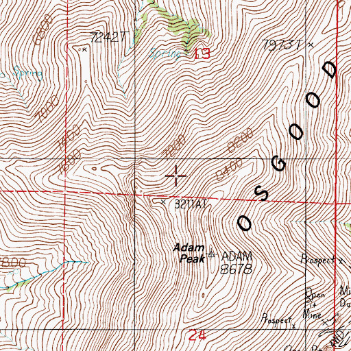 Topographic Map of Potosi-Getchell Mining District, NV