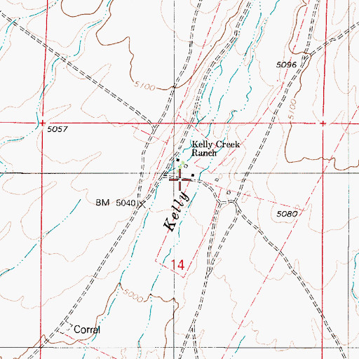 Topographic Map of Kelly Creek (historical), NV