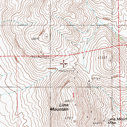 Topographic Map of Lime Mountain Mining District, NV