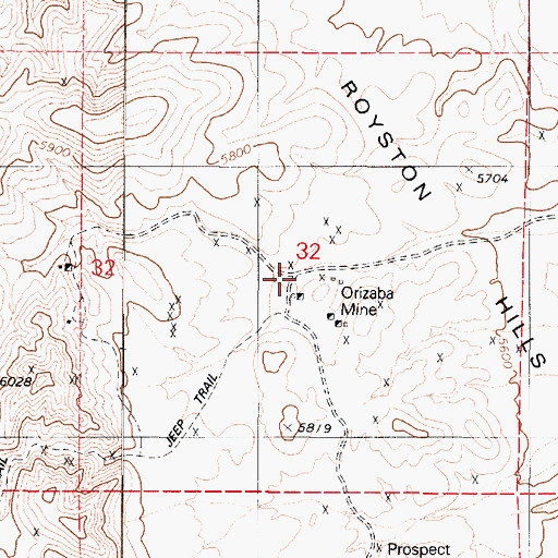 Topographic Map of Orizaba (historical), NV