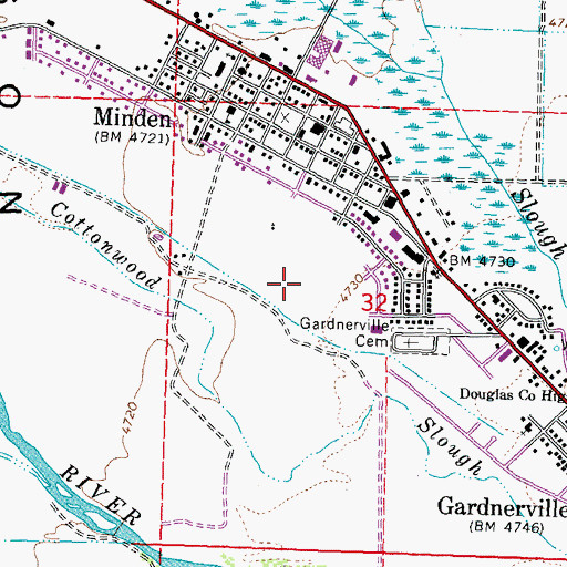Topographic Map of Millers, NV