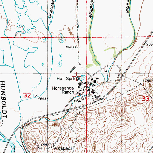 Topographic Map of Horseshoe Ranch Springs, NV
