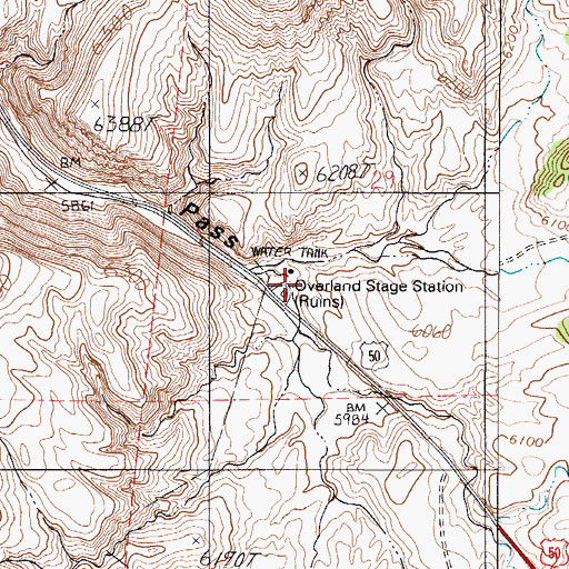 Topographic Map of Overland Stage Station, NV