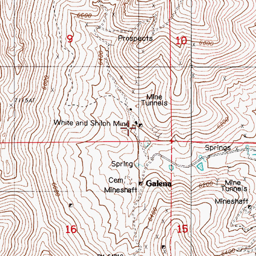 Topographic Map of White and Shiloh Mine, NV