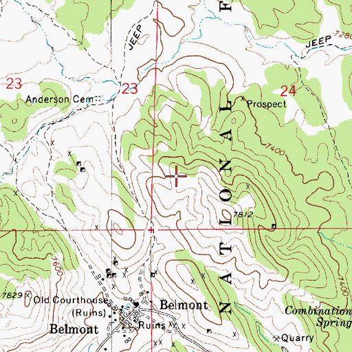 Topographic Map of Belmont Mining District, NV