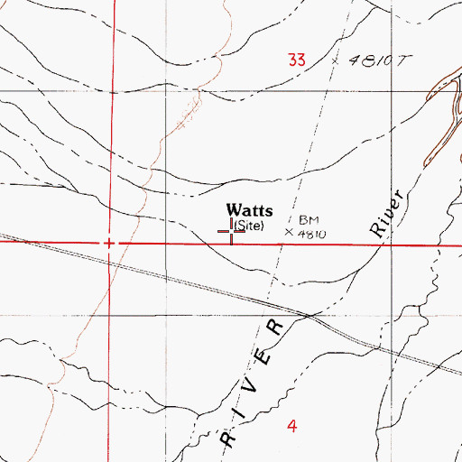Topographic Map of Watts (historical), NV