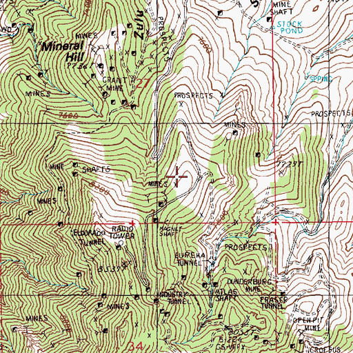 Topographic Map of Eureka Mining District, NV