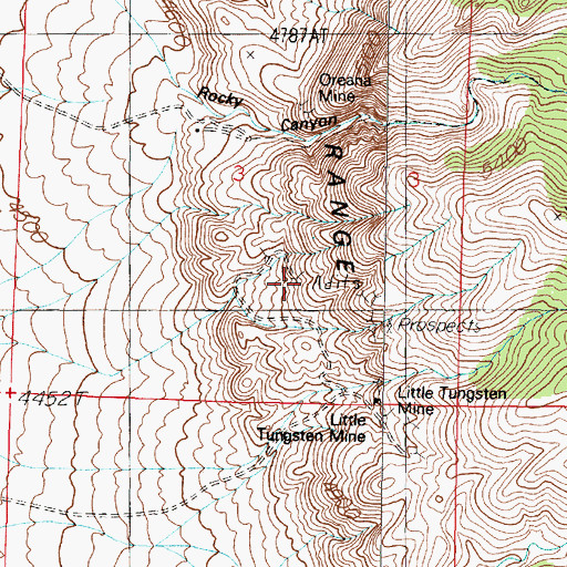 Topographic Map of Little Tungsten Mine, NV