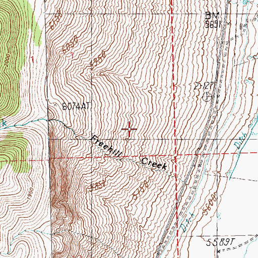 Topographic Map of Freehill Creek, NV