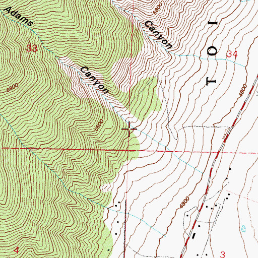 Topographic Map of Adams Canyon, NV